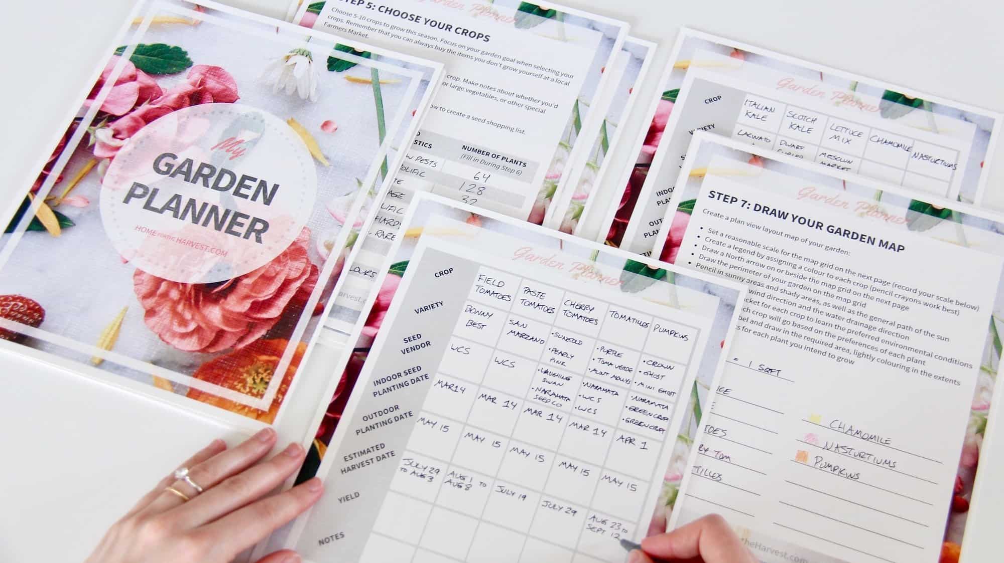 Free garden planner printable - includes crop selection, garden layout mapping, and making a planting schedule | home for the harvest
