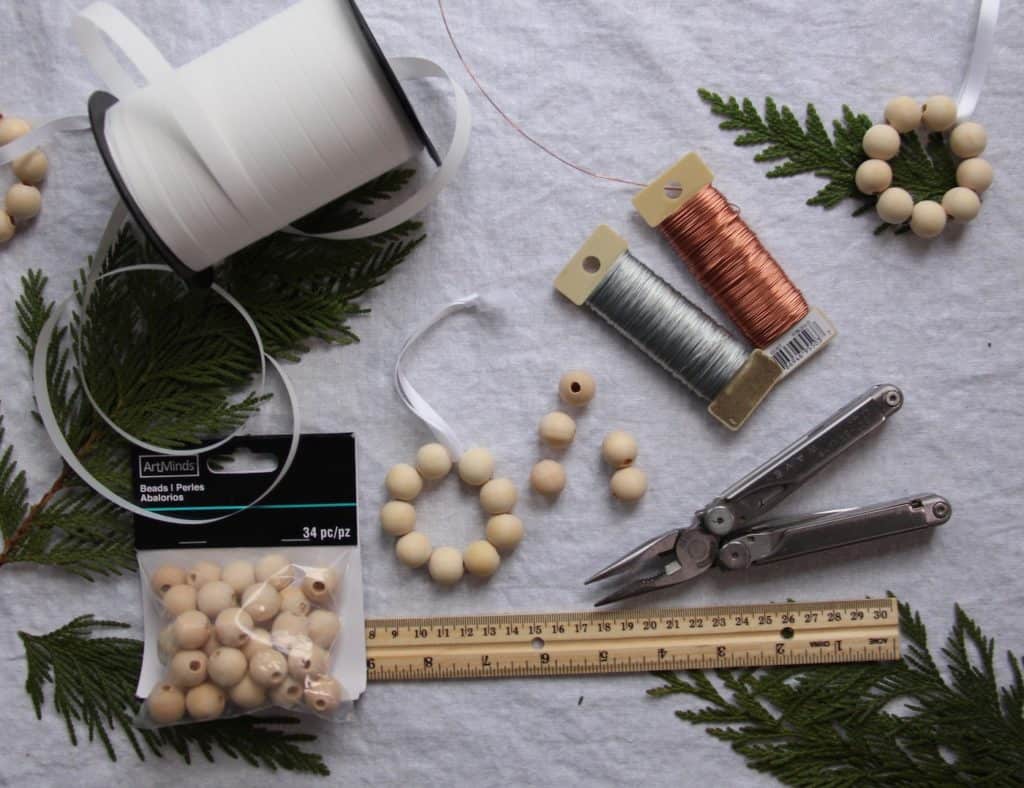 Supplies for Making Birch Bead Christmas Ornaments | Home for the Harvest