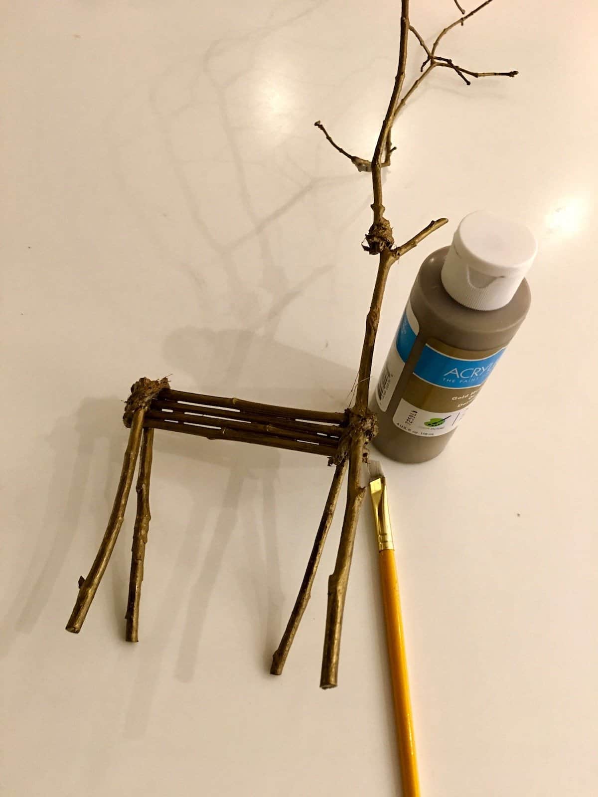 DIY Metallic Twig Reindeer Home for the Harvest