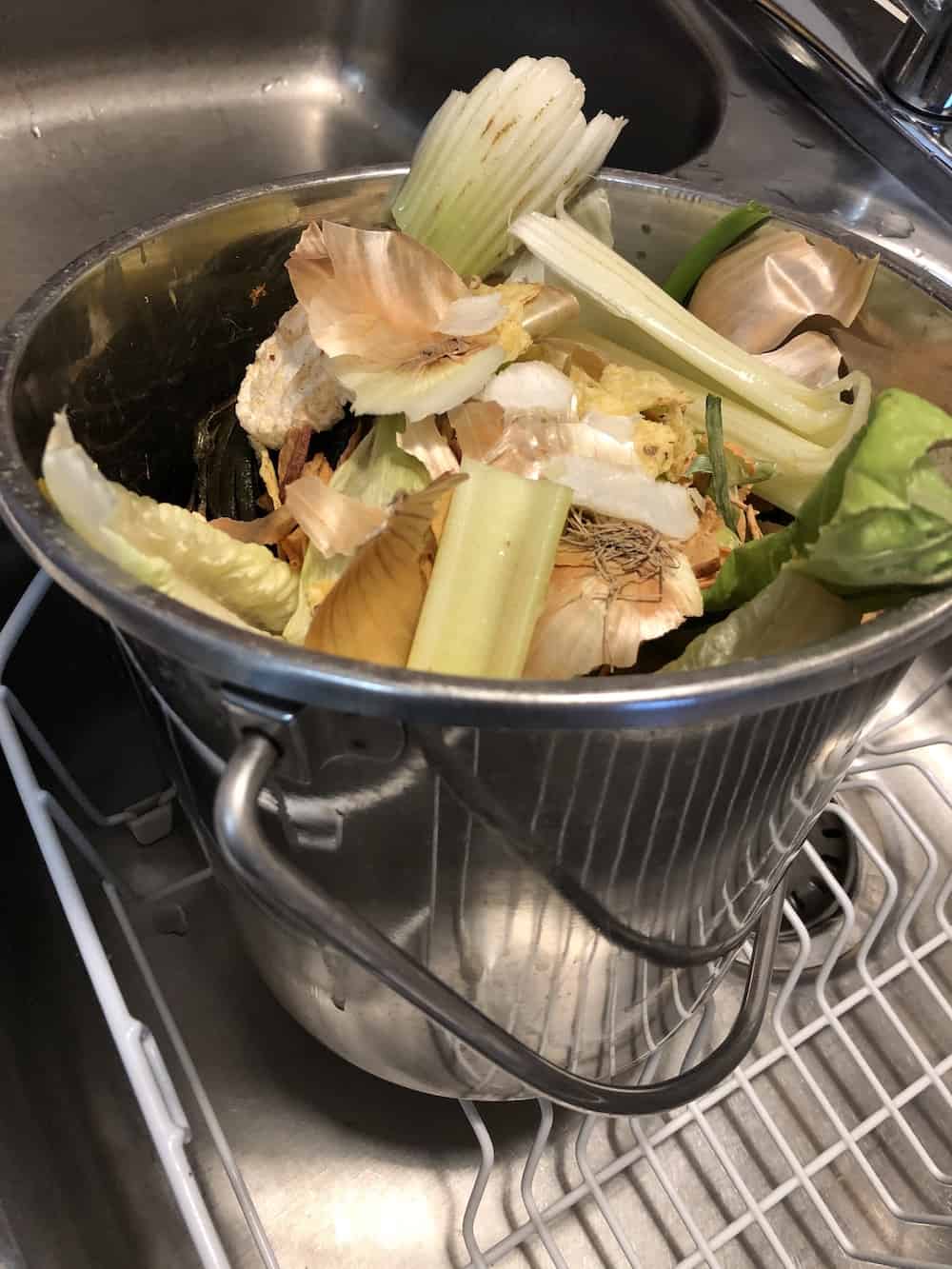 Food scraps - metal compost bucket for composting at home