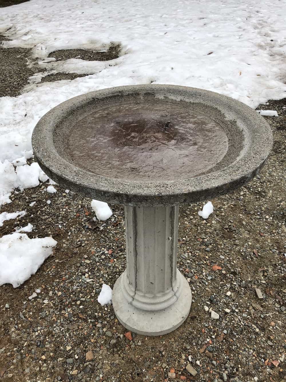 Winter maintenance for concrete bird baths