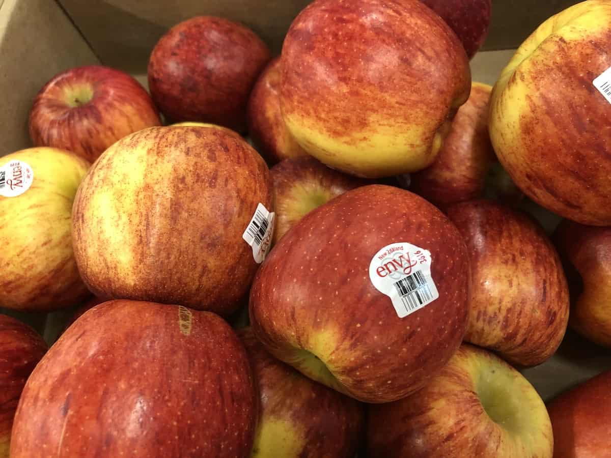 Bin of envy apples at supermarket