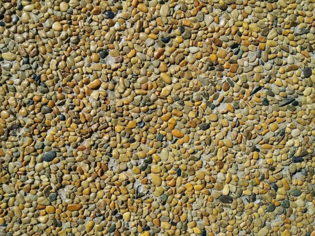 decorative gravel in exposed aggregate concrete - exterior walkway ideas