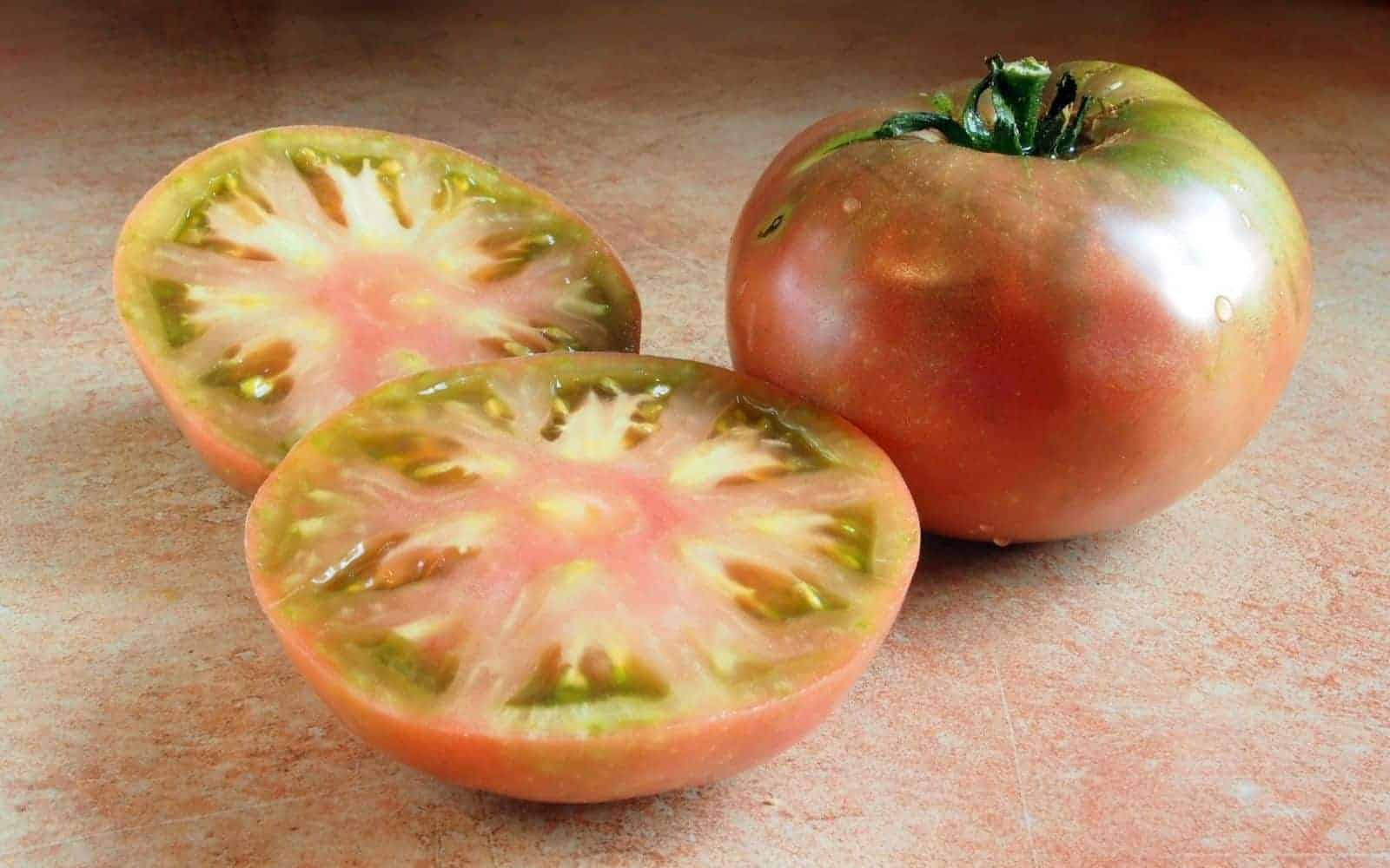 Cherokee Purple Tomato - Sliced showing inside