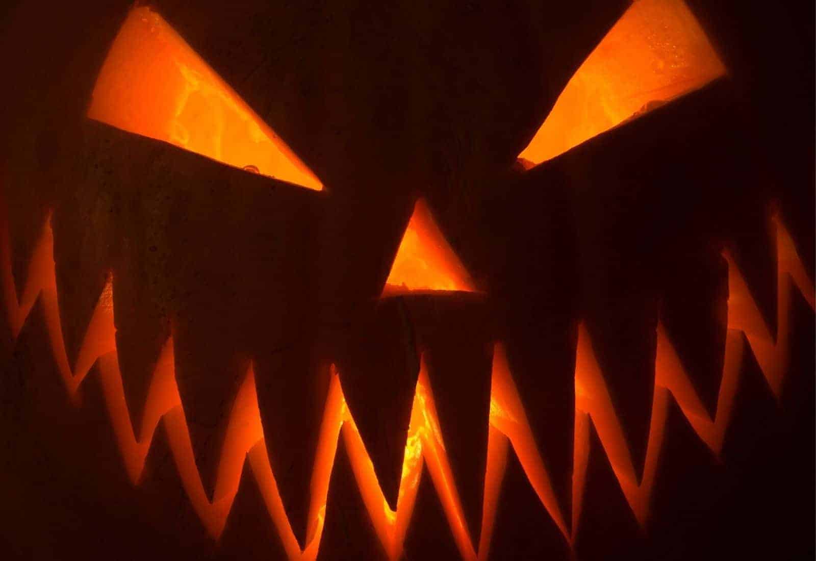 Evil pumpkin face with scary mouth