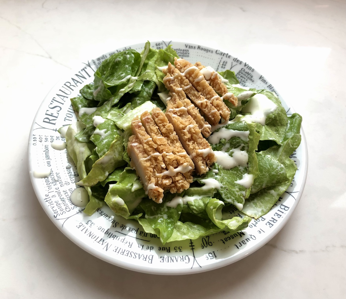 salad of buttercrunch lettuce with buttermilk ranch chicken