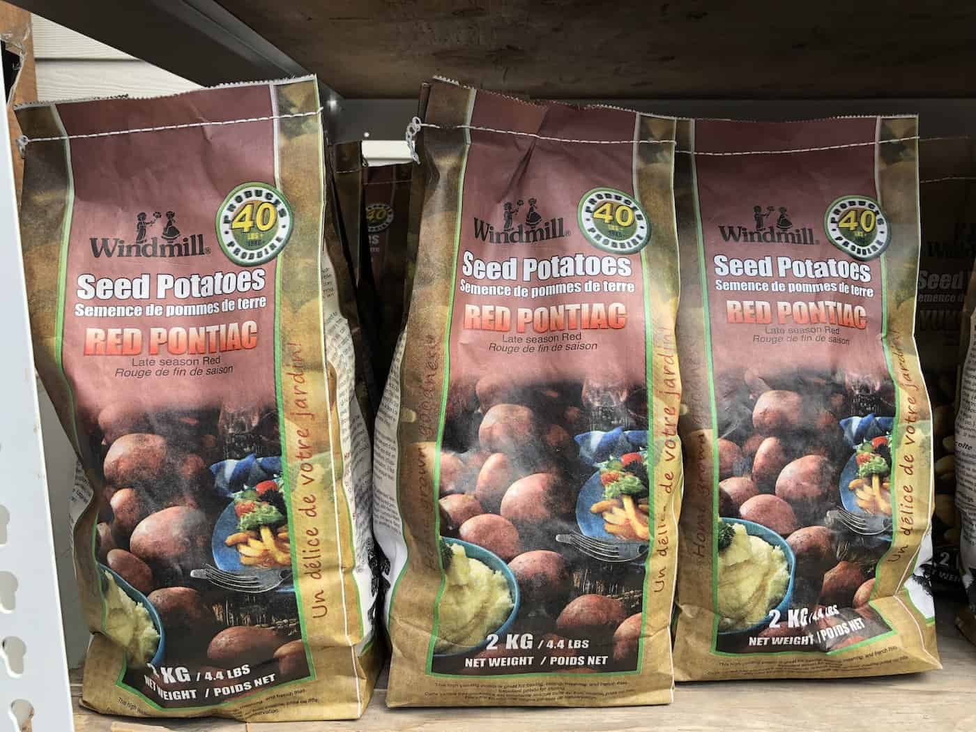 Red pontiac seed potato bags