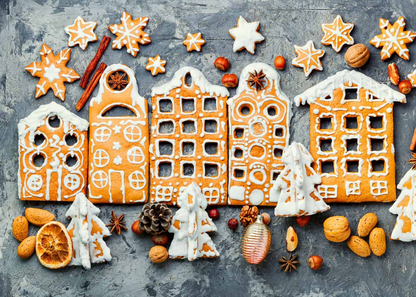 Gingerbread townhouse cookies