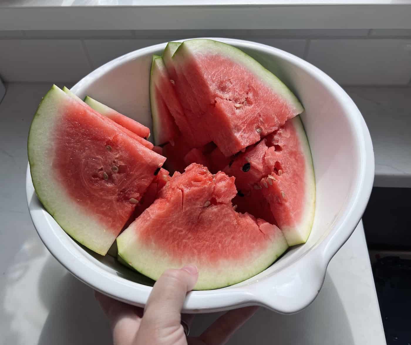 Cut up ripe watermelon slices