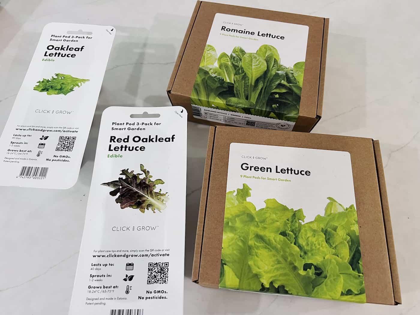Lettuce pods of different types for a smart garden