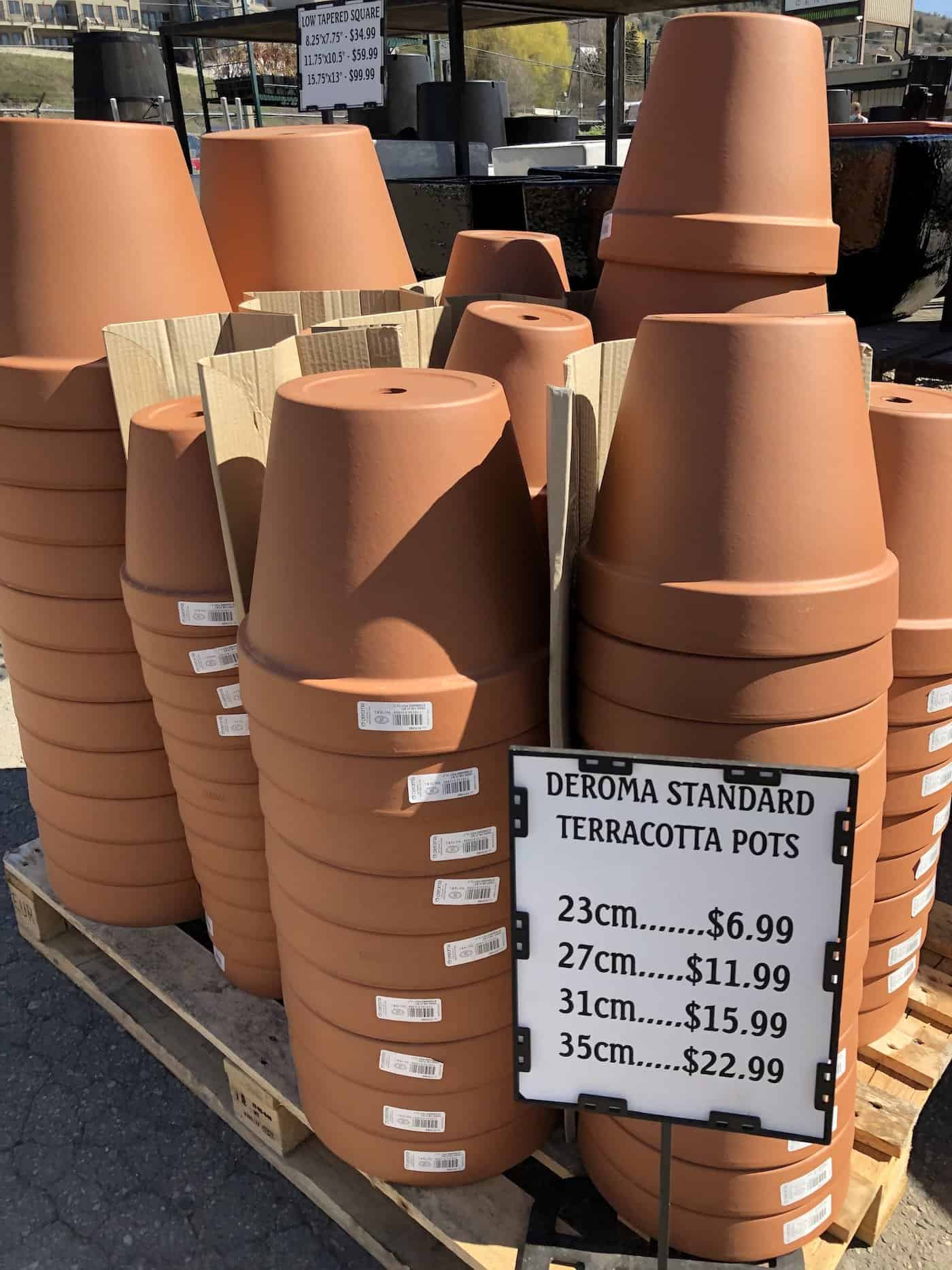 Terra cotta plant pots stacked