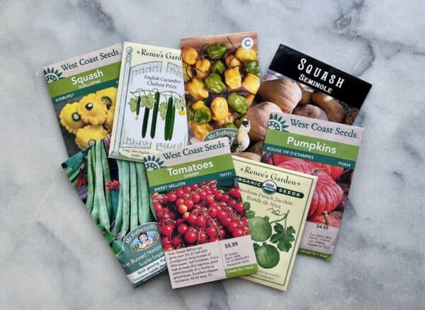 warm season vegetable seed packets